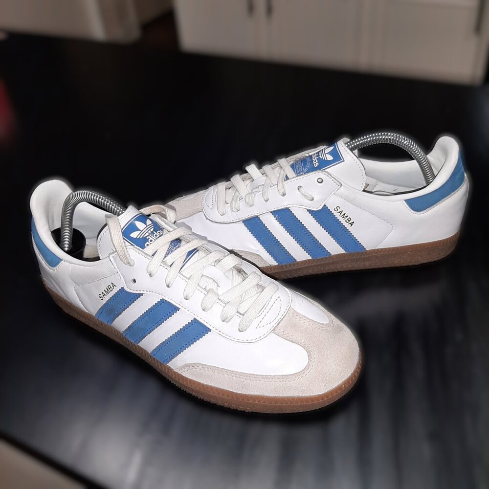 Adidas Samba Men's Size 9 Originals OG Sneakers White Blue Tan Gum Sole B44629